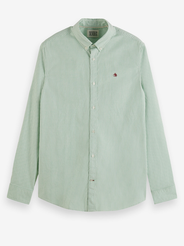 Scotch & Soda Svetlozelená pánska pruhovaná košeľa Scotch & Soda Essential Oxford
