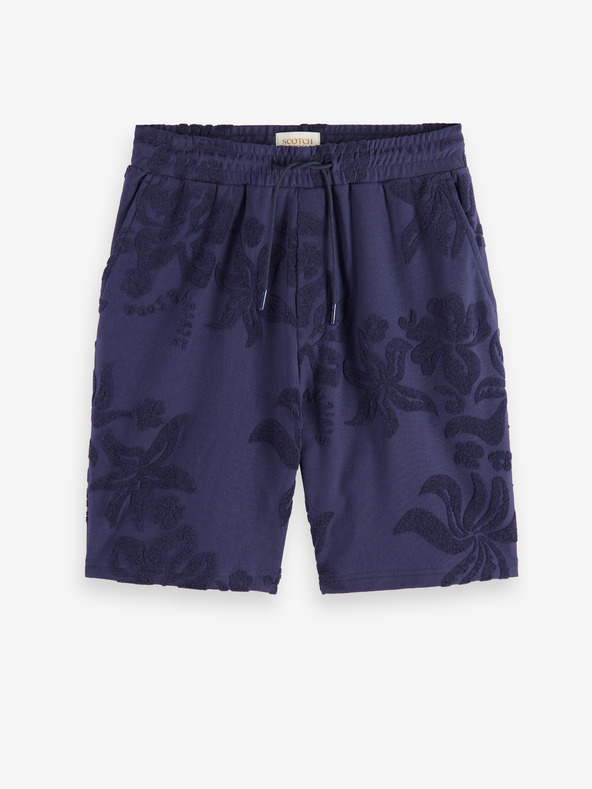Scotch & Soda Tmavomodré pánske žakárové uterákové šortky Scotch & Soda