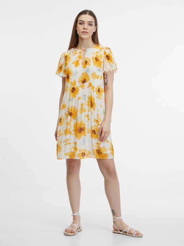 Orsay Žlto-béžové dámske kvetované šaty ORSAY