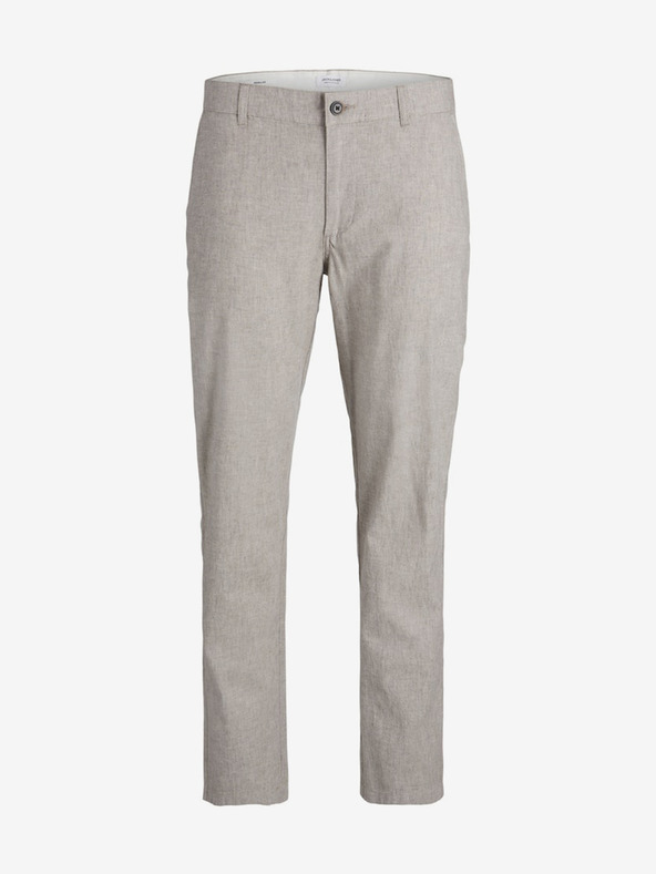 Jack & Jones Béžové pánske nohavice s prímesou ľanu Jack & Jones Ollie