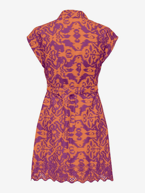 ONLY Oranžovo-fialové dámske vzorované košeľové šaty ONLY Lou