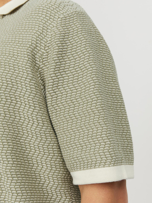 Jack & Jones Zelená pánska polokošeľa Jack & Jones Mykonos