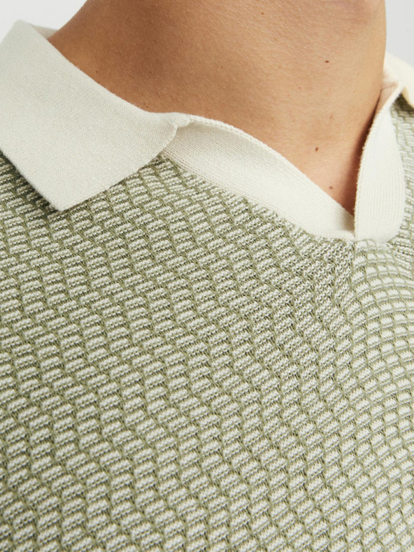 Jack & Jones Zelená pánska polokošeľa Jack & Jones Mykonos