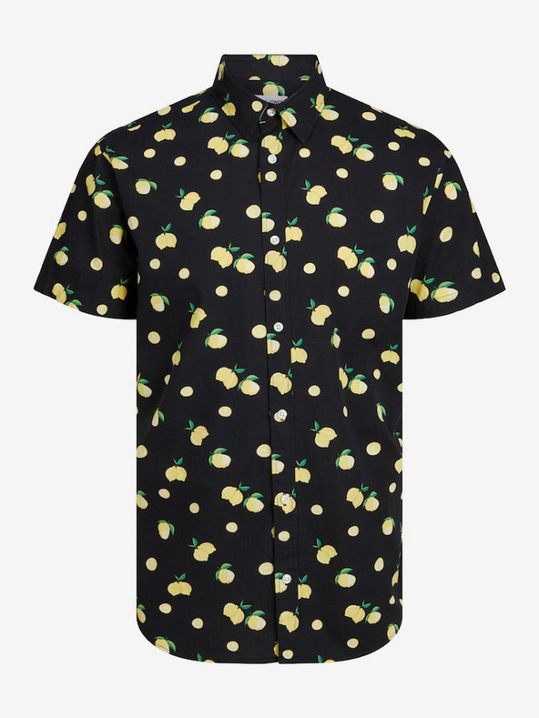 Jack & Jones Čierna pánska vzorovaná košeľa s krátkym rukávom Jack & Jones Sunshade