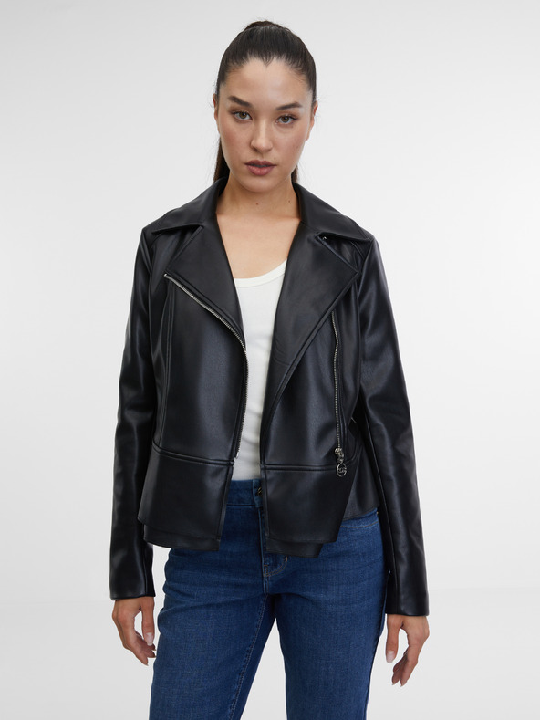 Orsay Čierna dámska kožená bunda ORSAY
