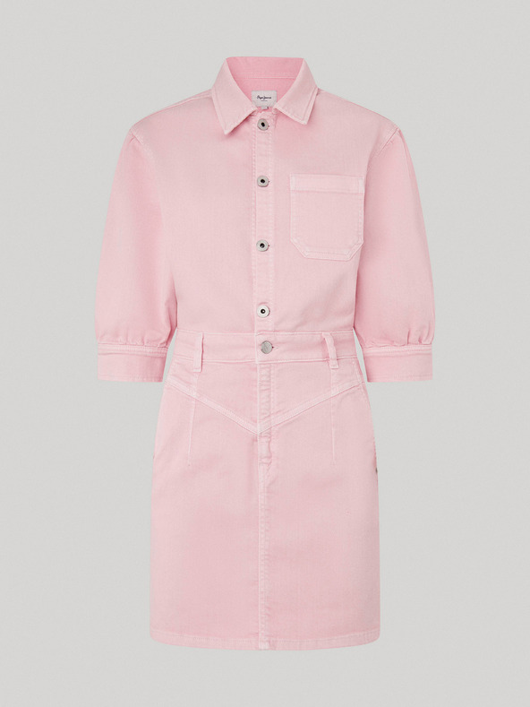 Pepe Jeans Ružové dámske džínsové šaty Pepe Jeans Gracie