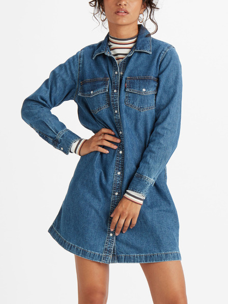 Levi's® Modré dámske džínsové košeľové šaty Levi's®