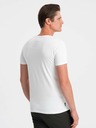 Ombre Clothing Biele pánske základné tričko s véčkovým výstrihom Ombre Clothing