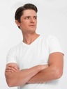 Ombre Clothing Biele pánske základné tričko s véčkovým výstrihom Ombre Clothing