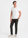 Ombre Clothing Biele pánske základné tričko s véčkovým výstrihom Ombre Clothing