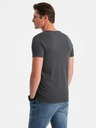 Ombre Clothing Tmavosivé pánske základné tričko s výstrihom do V Ombre Clothing