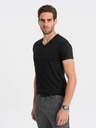 Ombre Clothing Čierne pánske tričko s výstrihom do V Ombre Clothing