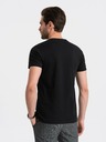 Ombre Clothing Čierne pánske tričko s výstrihom do V Ombre Clothing