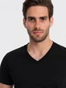 Ombre Clothing Čierne pánske tričko s výstrihom do V Ombre Clothing