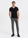 Ombre Clothing Čierne pánske tričko s výstrihom do V Ombre Clothing