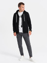 Ombre Clothing Čierna pánska mikina na zips s kapucňou Ombre Clothing