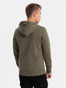Ombre Clothing Khaki pánska mikina na zips s kapucňou Ombre Clothing