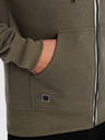 Ombre Clothing Khaki pánska mikina na zips s kapucňou Ombre Clothing