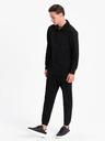 Ombre Clothing Čierna pánska mikina s golierom polo + nohavice Ombre Clothing
