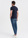 Ombre Clothing Tmavomodré pánske základné tričko s výstrihom do V Ombre Clothing