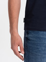 Ombre Clothing Tmavomodré pánske základné tričko s výstrihom do V Ombre Clothing