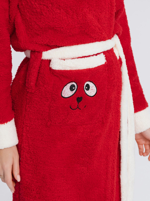 Edoti Červený dámsky župan s kapucňou Edoti