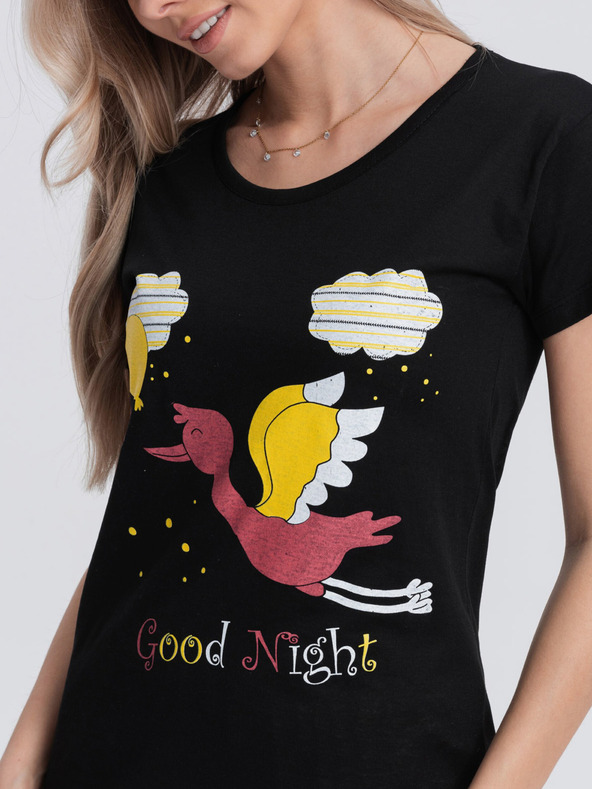 Edoti Krémové a čierne dámske pyžamo s potlačou Edoti