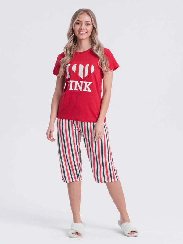 Edoti Červené dámske vzorované pyžamo Edoti