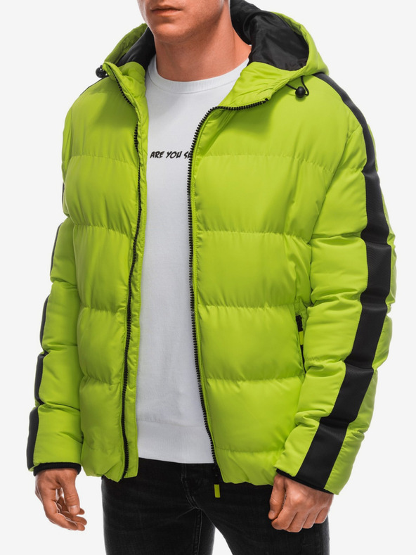 Edoti Svetlozelená pánska prešívaná zimná bunda Edoti
