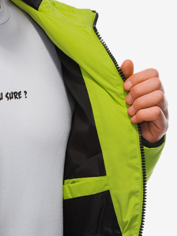 Edoti Svetlozelená pánska prešívaná zimná bunda Edoti