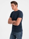 Ombre Clothing Tmavomodré pánske základné tričko Ombre Clothing