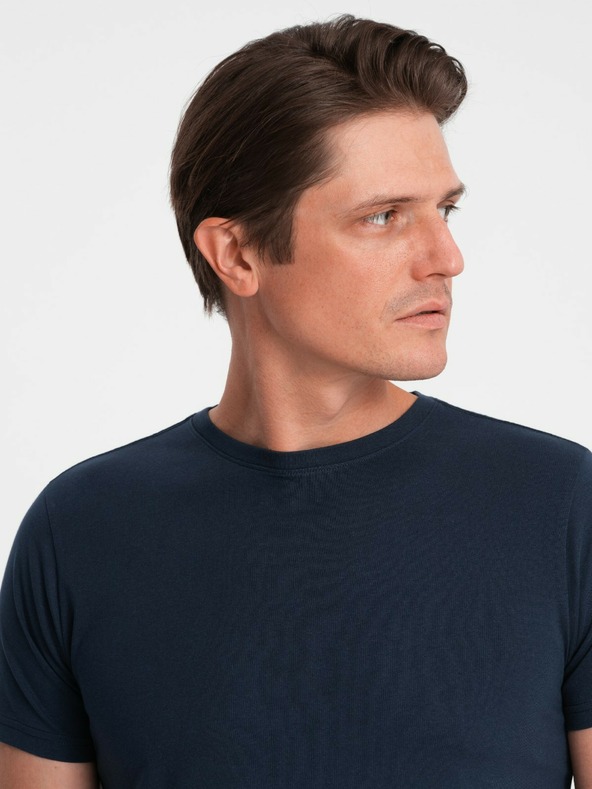 Ombre Clothing Tmavomodré pánske základné tričko Ombre Clothing