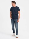 Ombre Clothing Tmavomodré pánske základné tričko Ombre Clothing