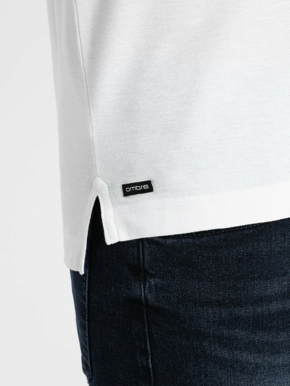Ombre Clothing Biele pánske polo tričko Ombre Clothing
