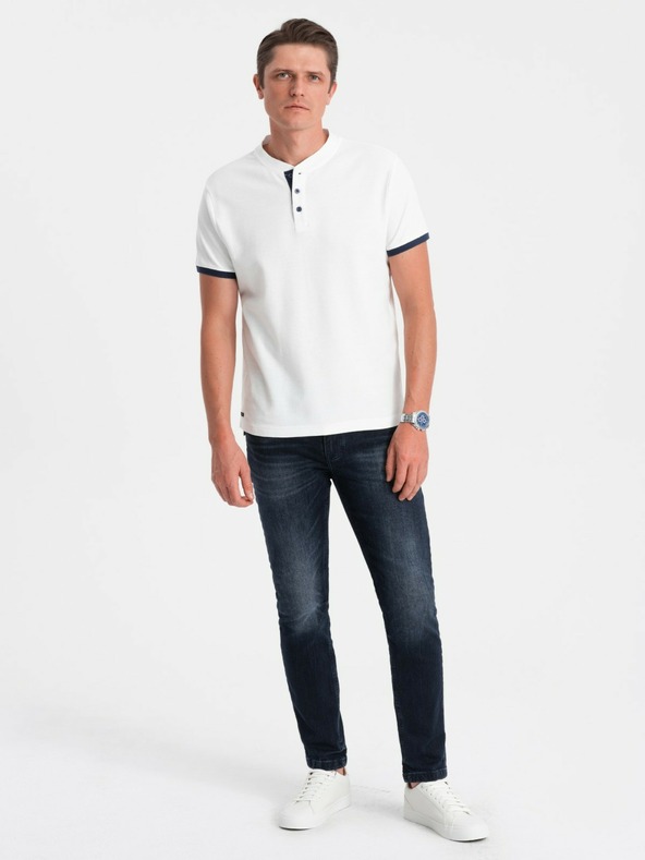 Ombre Clothing Biele pánske polo tričko Ombre Clothing