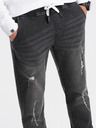 Ombre Clothing Tmavosivé pánske roztrhané džínsy Ombre Clothing