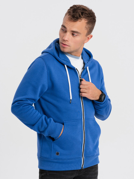 Ombre Clothing Modrá pánska mikina na zips Ombre Clothing