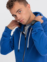 Ombre Clothing Modrá pánska mikina na zips Ombre Clothing