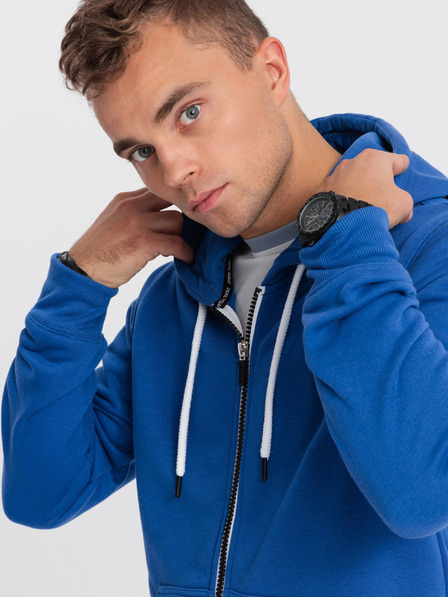 Ombre Clothing Modrá pánska mikina na zips Ombre Clothing