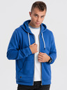 Ombre Clothing Modrá pánska mikina na zips Ombre Clothing