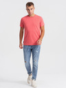 Ombre Clothing Koralové pánske základné tričko Ombre Clothing
