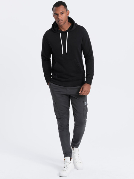 Ombre Clothing Čierna pánska mikina s kapucňou Ombre Oblečenie