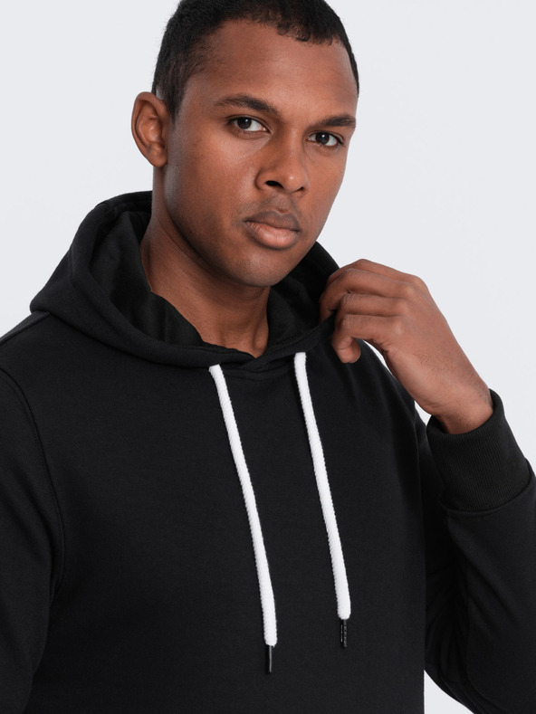 Ombre Clothing Čierna pánska mikina s kapucňou Ombre Oblečenie