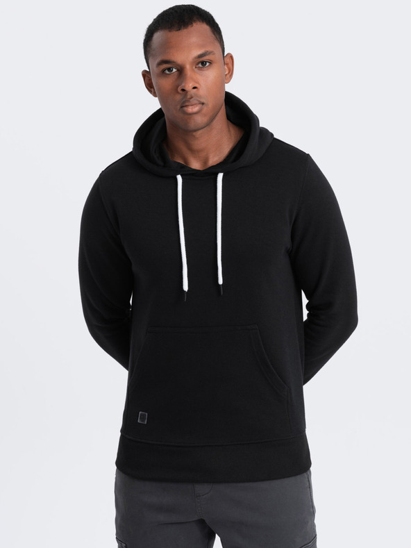 Ombre Clothing Čierna pánska mikina s kapucňou Ombre Oblečenie