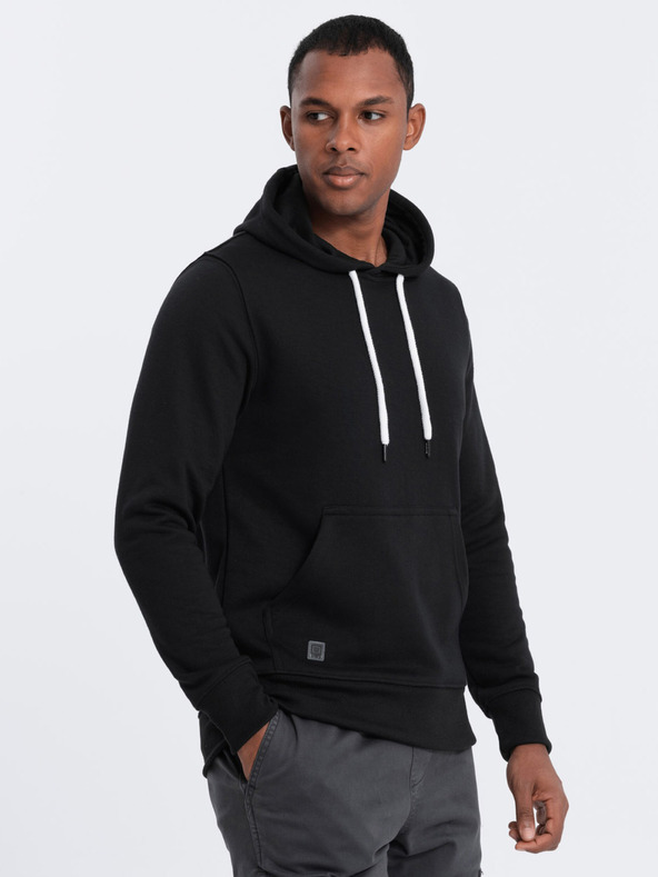 Ombre Clothing Čierna pánska mikina s kapucňou Ombre Oblečenie