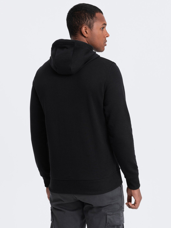 Ombre Clothing Čierna pánska mikina s kapucňou Ombre Oblečenie