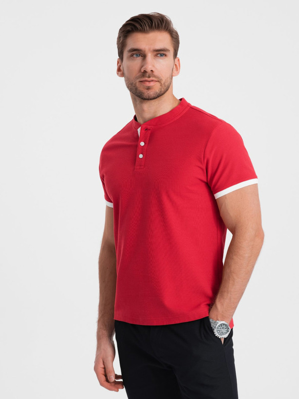 Ombre Clothing Červené pánske polo tričko Ombre Oblečenie