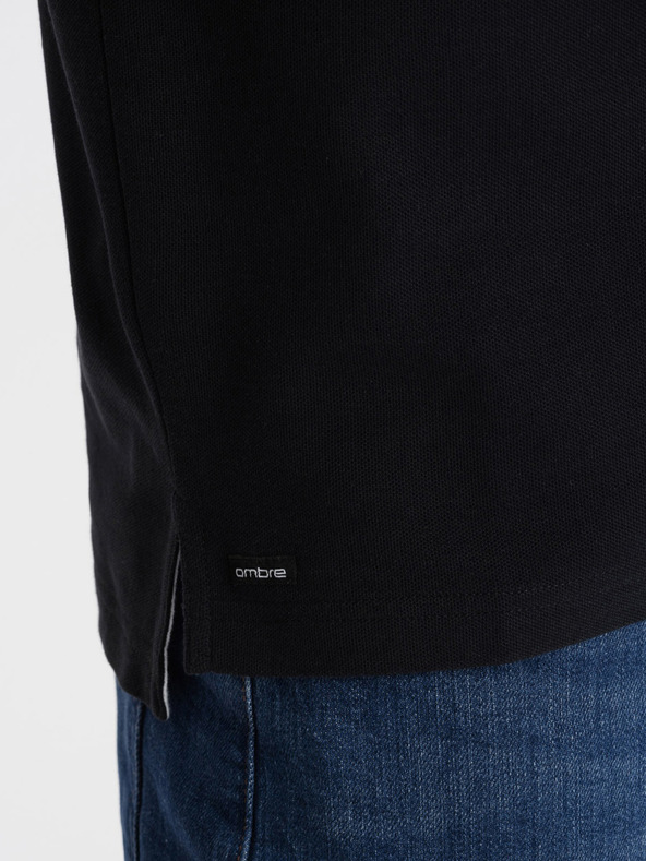 Ombre Clothing Čierna pánska polokošeľa Ombre Oblečenie