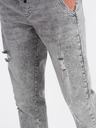 Ombre Clothing Svetlošedé pánske roztrhané džínsy Ombre Clothing