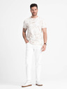Ombre Clothing Béžovo-krémové pánske vzorované tričko Ombre Oblečenie
